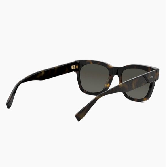 NIB Fendi 52MM Square Acetate Sunglasses Dark Havana Smoke - Picture 5 of 9